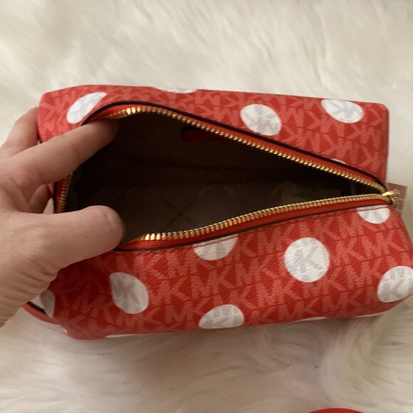 MICHAEL KORS Jet Set Medium Polka Dot Signature Travel Case & Round Pouch SET - Picture 4 of 7